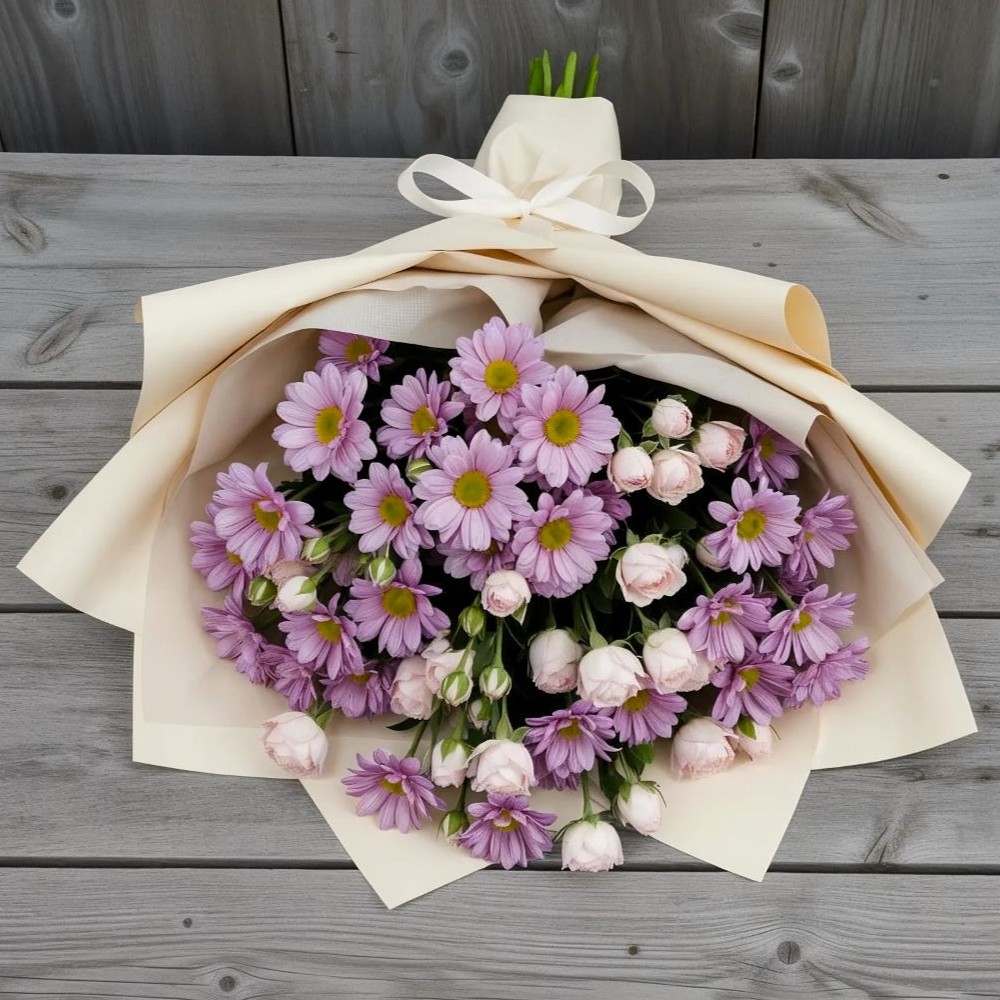 Букет цветов из: Розы и Хризантемы в Сенном