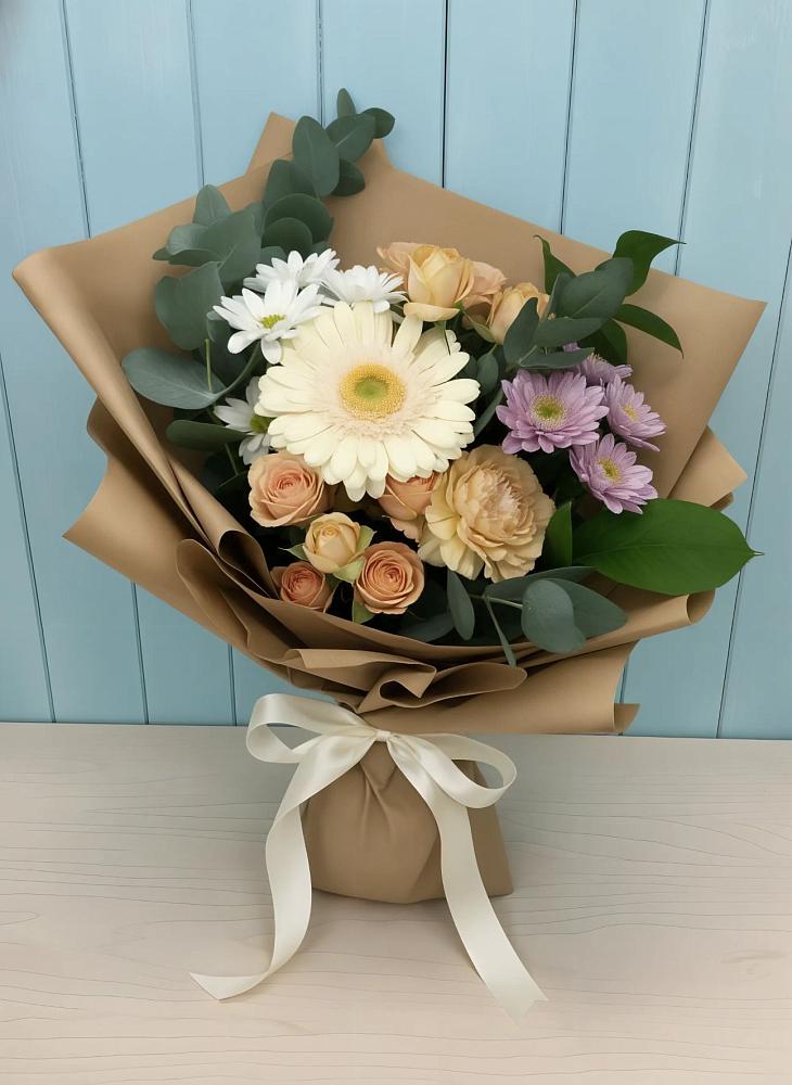 Букет цветов из: Герберы и Хризантемы в Сенном