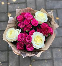 Букет цветов из:  Розы #REPLACE_PRED# Сенном