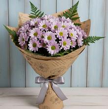 Букет цветов из:  Хризантемы #REPLACE_PRED# Сенном