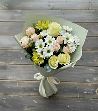 Букет цветов из:  Альстромерии, Розы и Хризантемы в Сенном