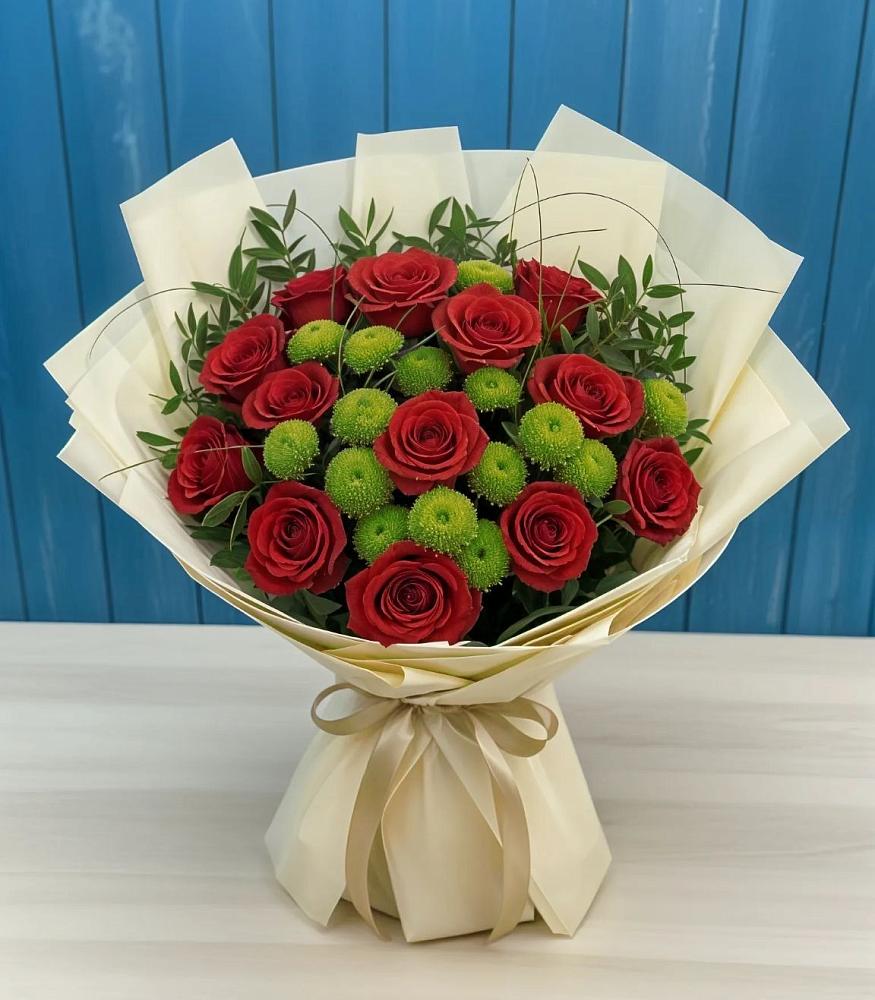 Букет цветов из: Розы и Хризантемы в Сенном