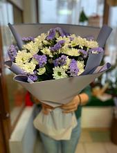 Букет цветов из:  Хризантемы #REPLACE_PRED# Сенном