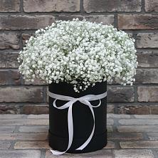 Цветочная композиция из Гипсофила в шляпной коробке в Сенном